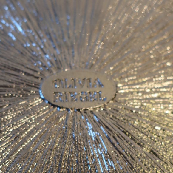 Womens Olivia Riegel Silver Sage Enameled Pave Crystal Cocktail Napkin Tray * - Picture 6 of 8